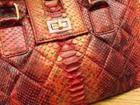 Image 2 of Genuine Python Snakeskin Diamond Quilted Bag Redwood Color