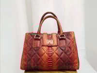 Image 1 of Genuine Python Snakeskin Diamond Quilted Bag Redwood Color