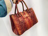 Image 4 of Genuine Python Snakeskin Diamond Quilted Bag Redwood Color