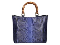 Image 4 of Large Tote Snakeskin Bag Wood Handle Accent