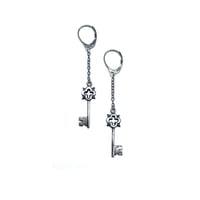 Image 1 of Tiny Key earrings in sterling silver or gold