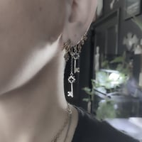 Image 4 of Tiny Key earrings in sterling silver or gold