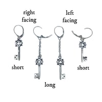 Image 2 of Tiny Key earrings in sterling silver or gold