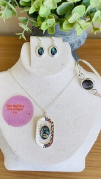 Image 1 of Oval hammered natural abalone pendant