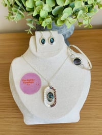 Image 2 of Oval hammered natural abalone pendant