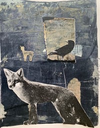 Fox and crow original art on paper