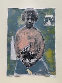 Bunny mixed media original /print art