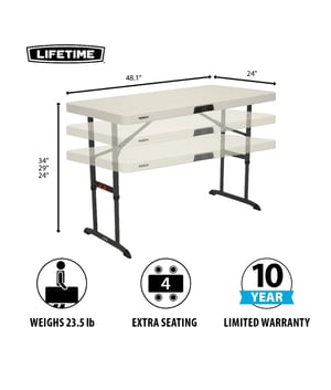 Image of Kids  plastic table 4ft long  , folding legs  , adjustable  height  seats 6 kids chair 