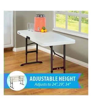 Image of Kids  plastic table 4ft long  , folding legs  , adjustable  height  seats 6 kids chair 