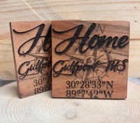 Image 3 of Customized Acacia wood coasters set of 4 - Home City State and Coordinates