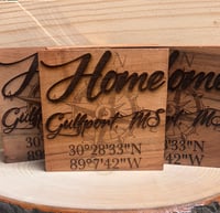 Image 2 of Customized Acacia wood coasters set of 4 - Home City State and Coordinates