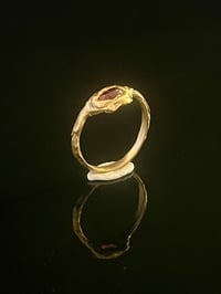 Image 2 of Bronze Grotto Tiny Ring with Red Cubic Zirconia