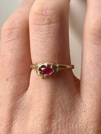 Image 3 of Bronze Grotto Tiny Ring with Red Cubic Zirconia