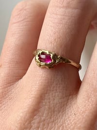 Image 4 of Bronze Grotto Tiny Ring with Red Cubic Zirconia