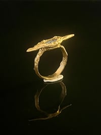 Image 3 of Bronze Grotto Spike Ring with Blue Cubic Zirconia