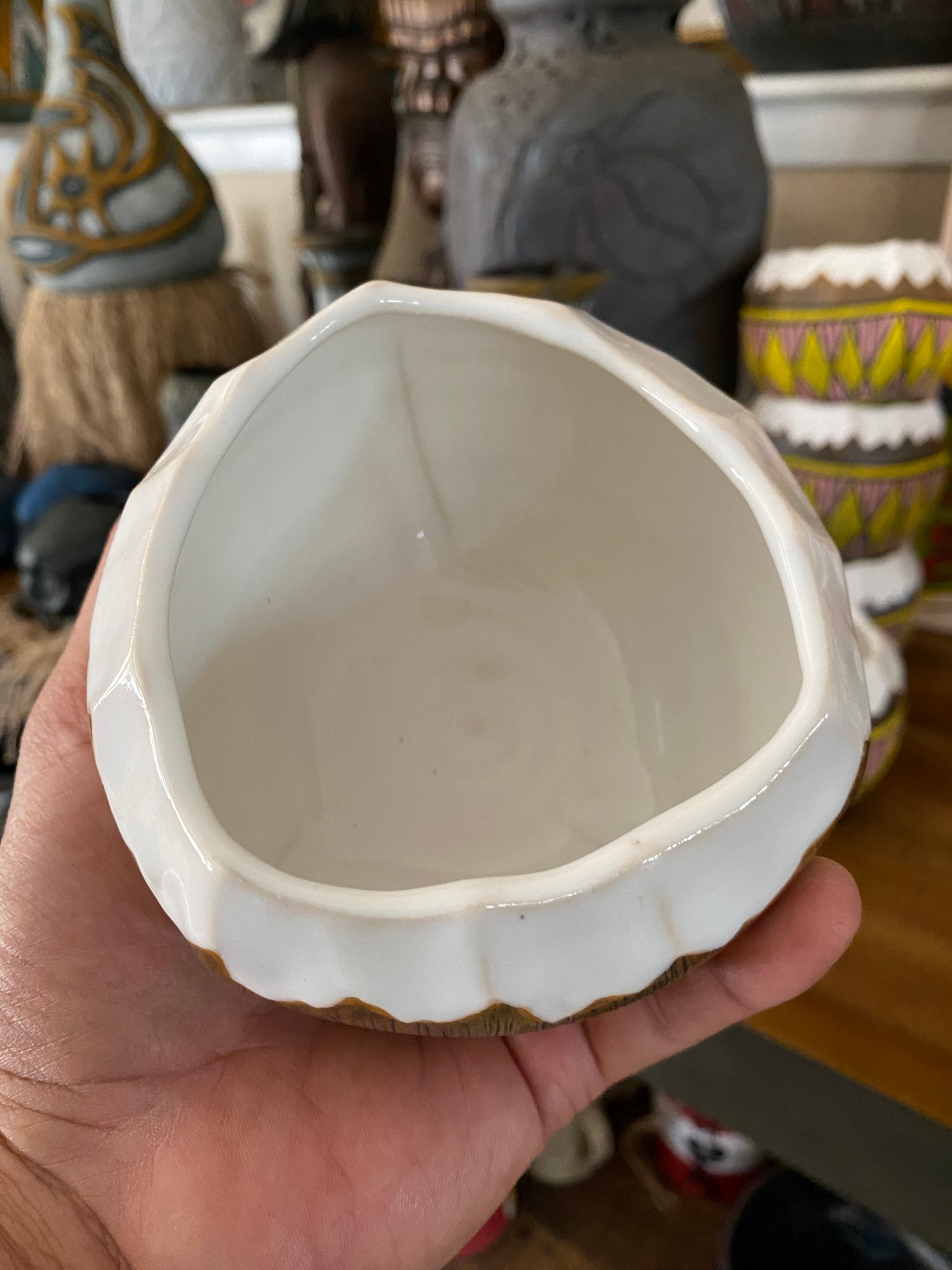 Image of 12oz Red/Yellow Fijian Tapa Inspired Coconut Mug (a) - US Shipping Included