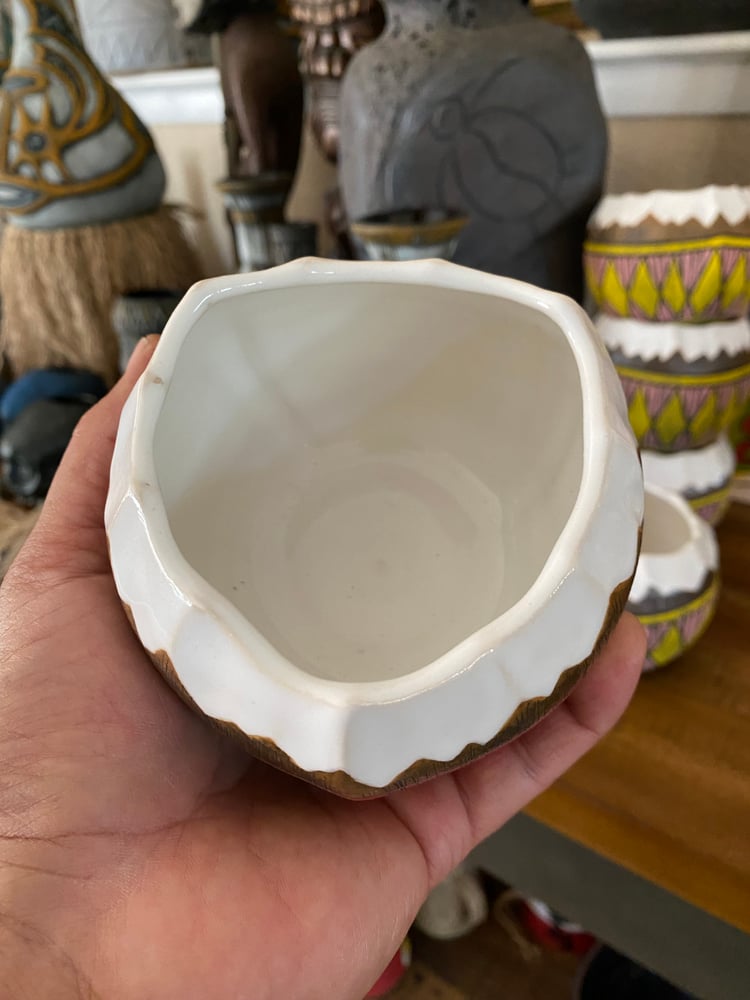 Image of 12oz Red/Yellow Fijian Tapa Inspired Coconut Mug (b) - US Shipping Included 