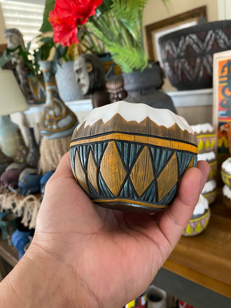 Image of 12oz Fijian Tapa Inspired Coconut Mug (b) - US Shipping Included 