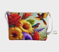 Vegan Pebble Leather Purse | Chic Crossbody with Floral Print