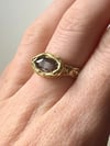 Gold-Plated Bronze Grotto Ring with Brown Zirconia