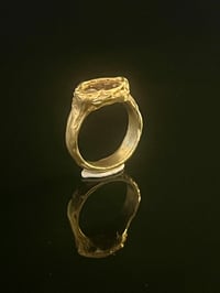 Image 3 of Gold-Plated Bronze Grotto Ring with Brown Zirconia