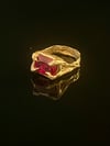 Bronze Grotto Claw Ring with Red Cubic Zirconia