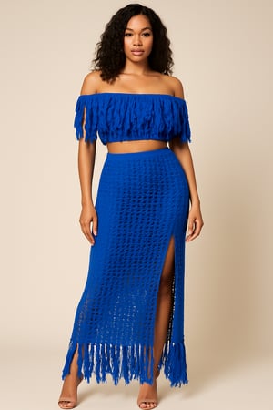 Image of Royal Blue Two-Piece Crochet Set