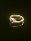 Silver Grotto Pinky Ring with Blue Cubic Zirconia