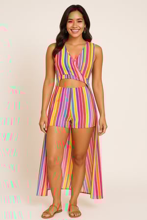 Image of Rainbow Stripe Short Set