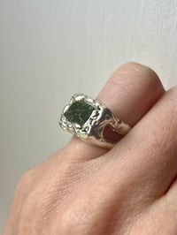 Image 4 of Silver Grotto Ring with Olive Green Cubic Zirconia