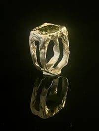 Image 2 of Silver Grotto Ring with Olive Green Cubic Zirconia
