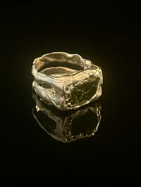 Image 1 of Silver Grotto Ring with Olive Green Cubic Zirconia