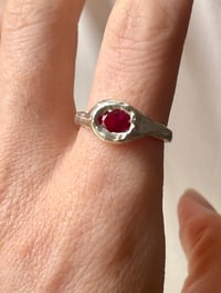 Image 4 of Silver Grotto Ring with Red Cubic Zirconia