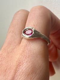 Image 3 of Silver Grotto Ring with Red Cubic Zirconia