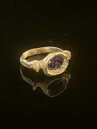 Image 1 of Silver Grotto Pool Ring with Purple Blue Cubic Zirconia