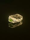 Silver Grotto Claw Ring with Green Cubic Zirconia