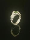 Silver Grotto Claw Ring with Green Cubic Zirconia