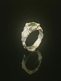 Image 1 of Silver Grotto Claw Ring with Green Cubic Zirconia
