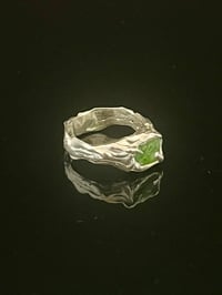 Image 4 of Silver Grotto Claw Ring with Green Cubic Zirconia