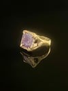 Gold-Plated Bronze Grotto Claw Ring with Purple Cubic Zirconia