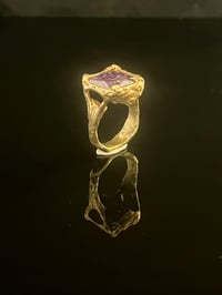 Image 2 of Gold-Plated Bronze Grotto Claw Ring with Purple Cubic Zirconia