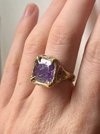 Image 4 of Gold-Plated Bronze Grotto Claw Ring with Purple Cubic Zirconia