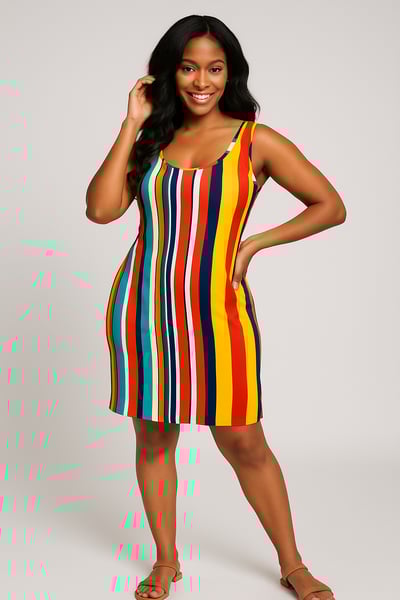 Image of Colorful Striped Tank Dress