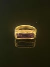Gold-Plated Bronze Grotto Bar Ring with Purple Cubic Zirconia  