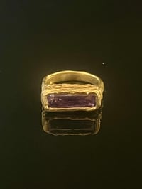 Image 2 of Gold-Plated Bronze Grotto Bar Ring with Purple Cubic Zirconia  