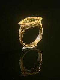Image 2 of Bronze Grotto Eye Ring with Olive Cubic Zirconia
