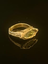 Image 3 of Bronze Grotto Eye Ring with Olive Cubic Zirconia
