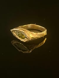 Image 1 of Bronze Grotto Eye Ring with Olive Cubic Zirconia