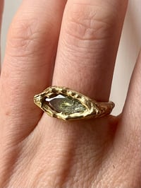 Image 4 of Bronze Grotto Eye Ring with Olive Cubic Zirconia