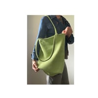 Image 1 of sage suede tote bag
